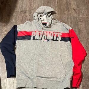 Nike Gray and Red Patriots Hoodie
